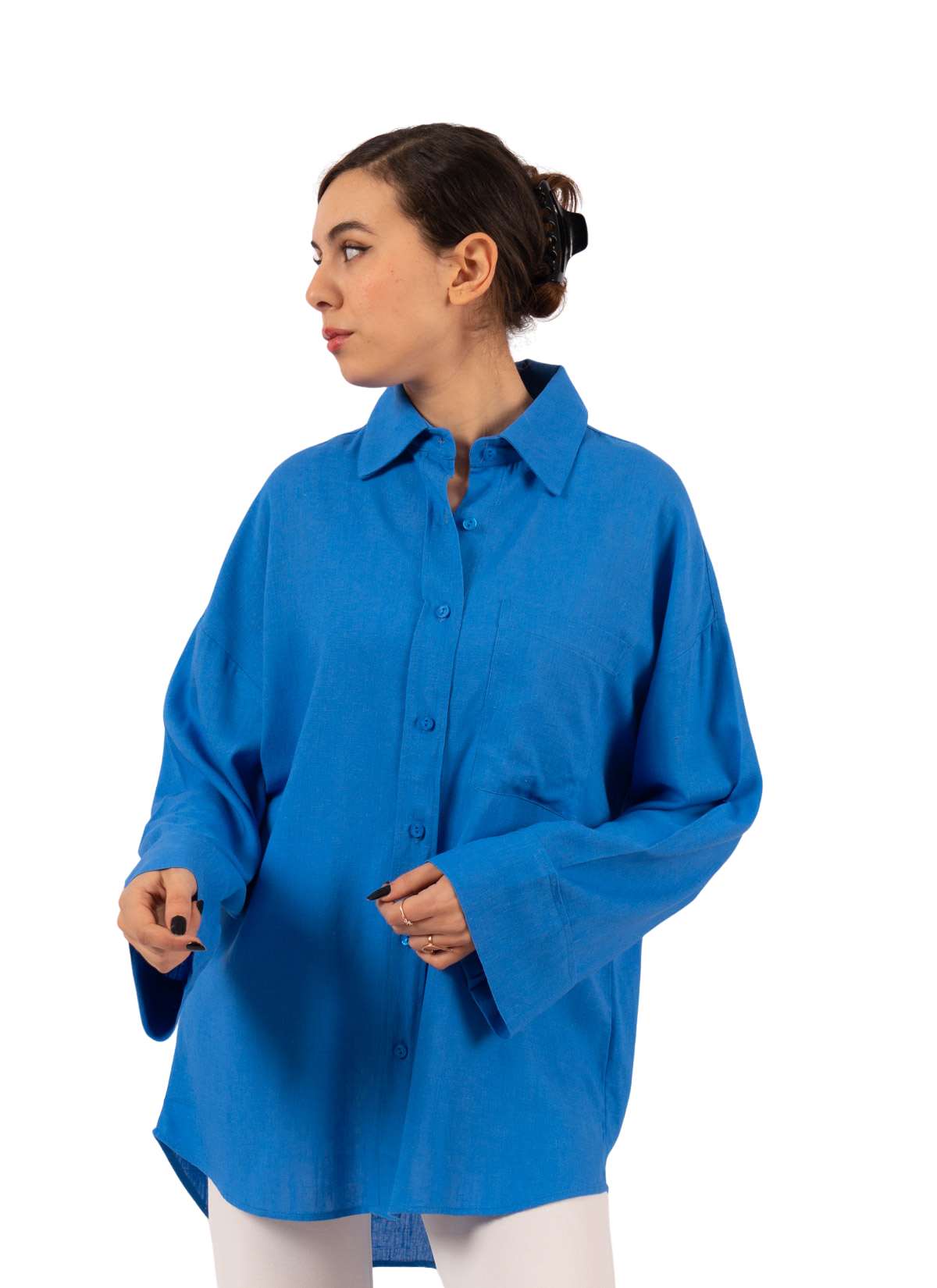 Chemise Oversize en Lin Bleu