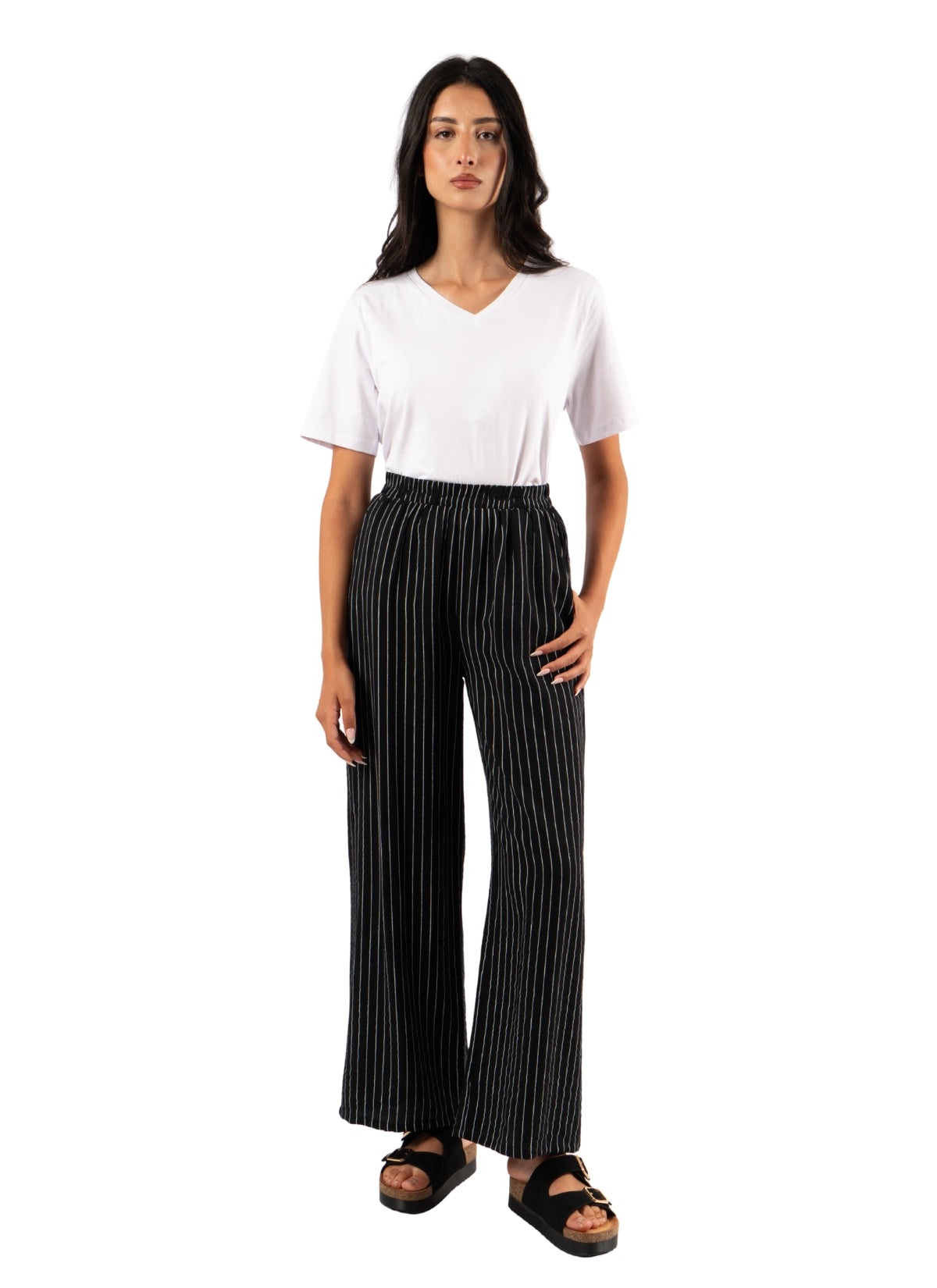 pantalon large rayée