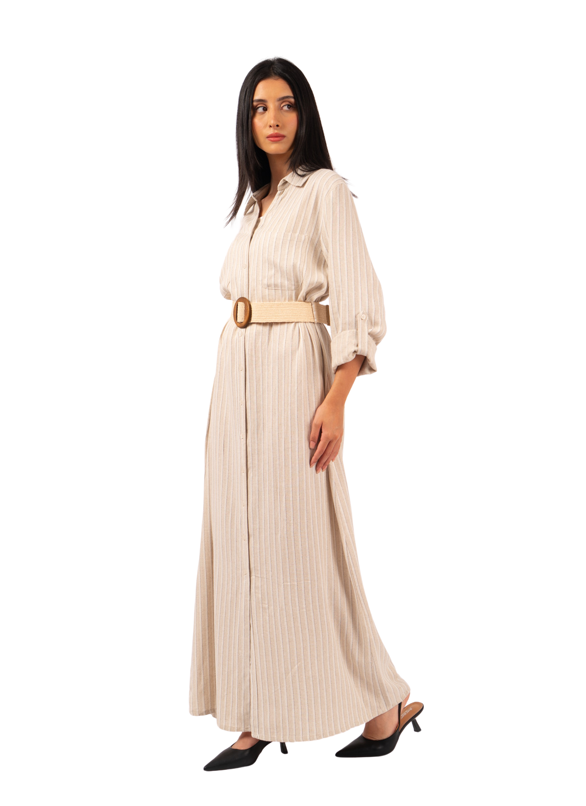 ROBE EN LIN RAYÉ
