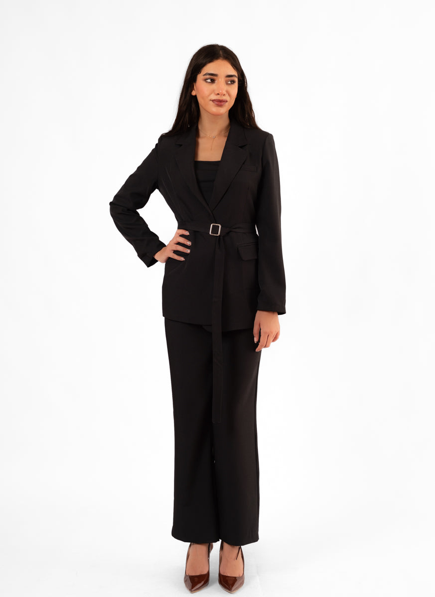 Blazer Ceinturé Noir