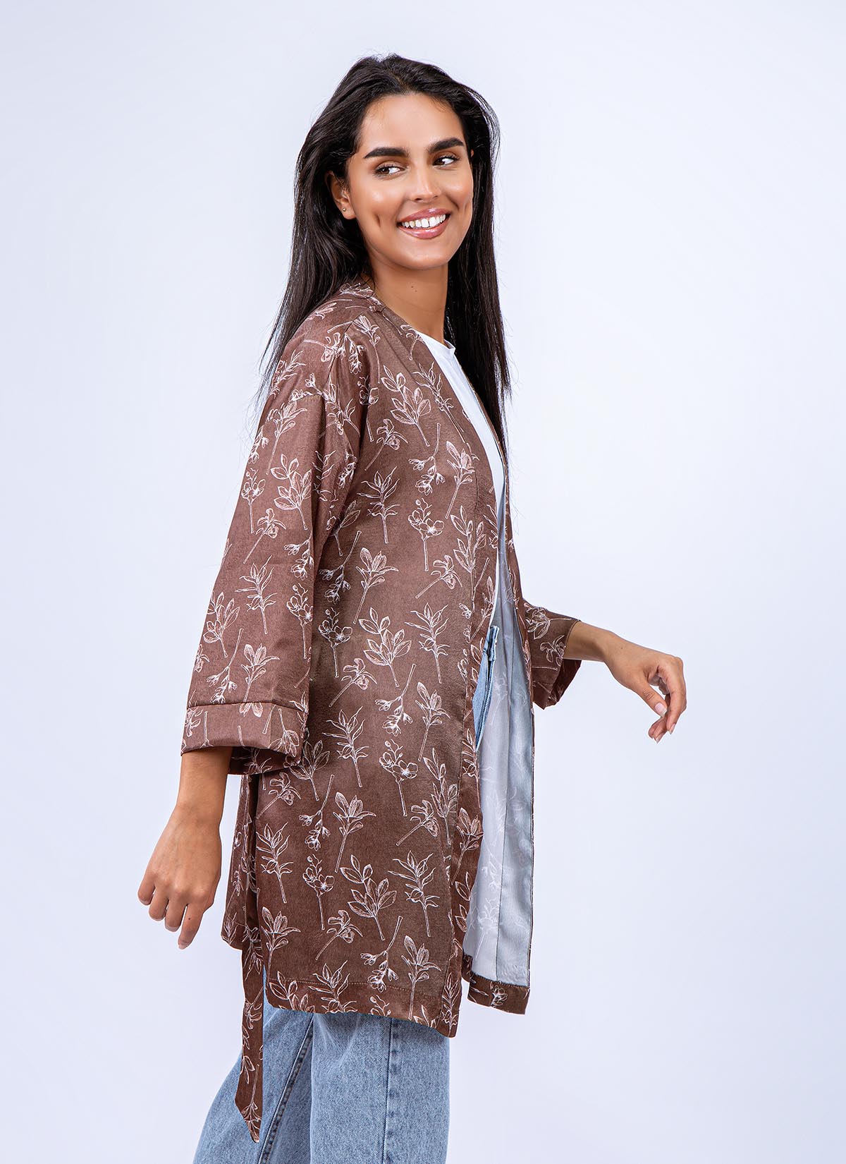 Kimono en Satin Imprimé