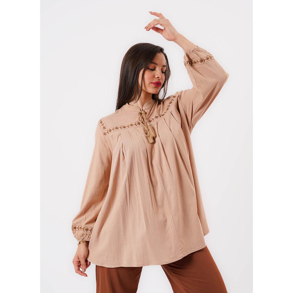 BLOUSE BRODÉE EN LIN