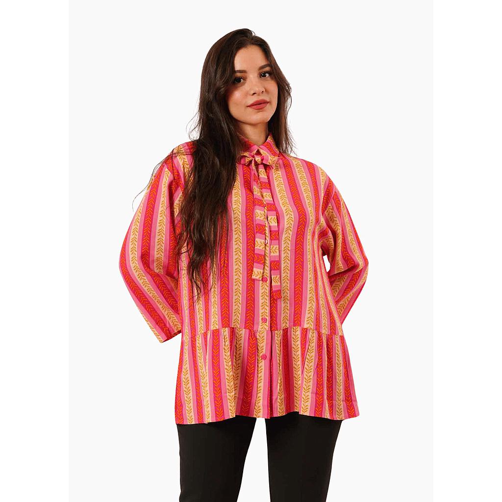 BLOUSE À NOEUD ET RAYURES