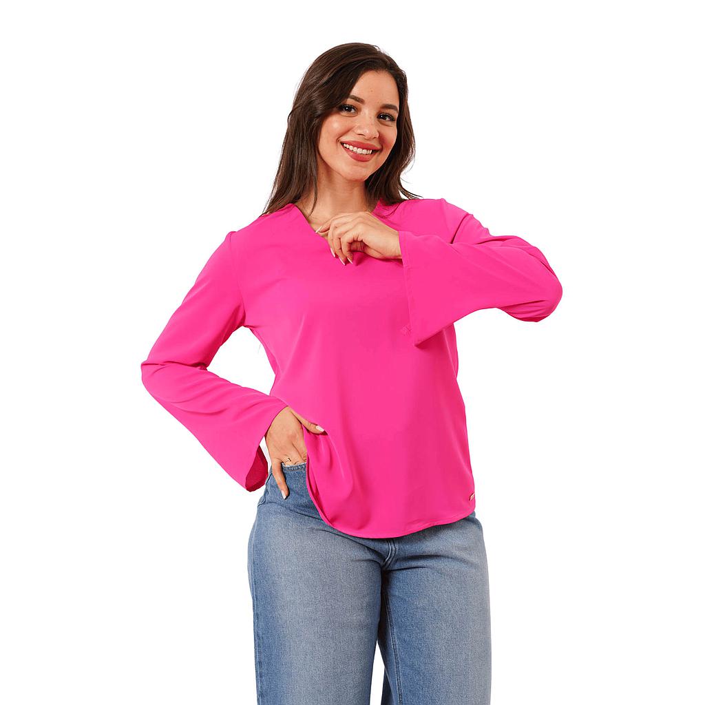 BLOUSE COL V À FENTES