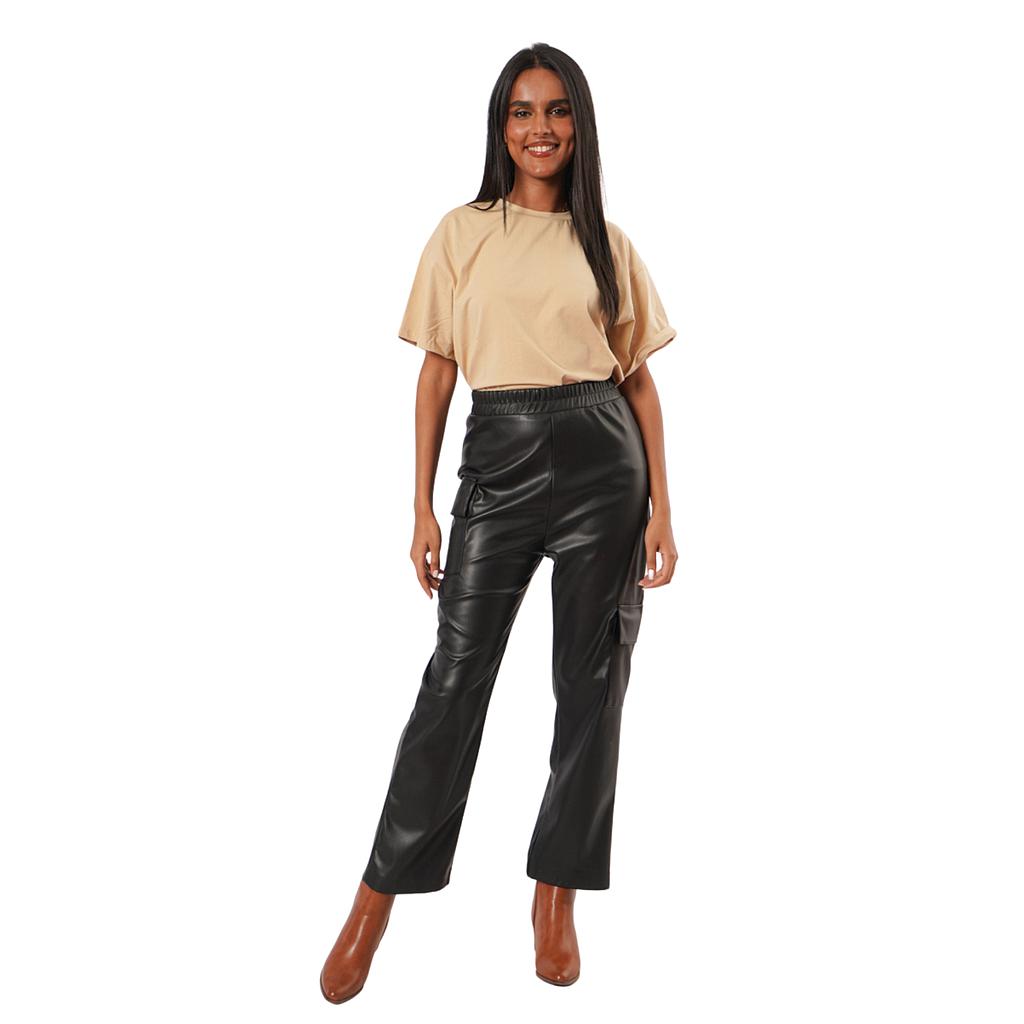 PANTALON CARGO EN SIMILI-CUIR