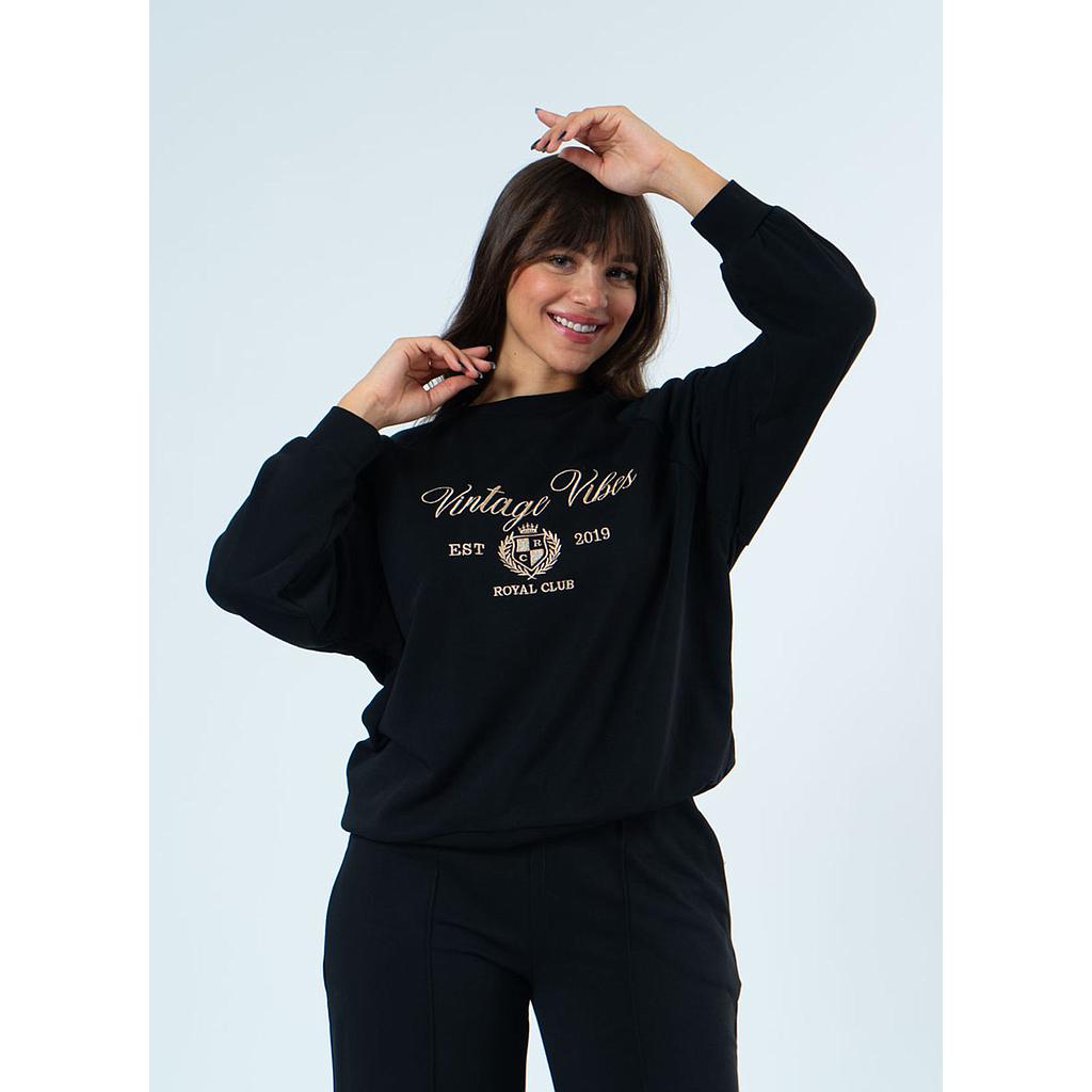 Sweatshirt à Col Rond Brodé