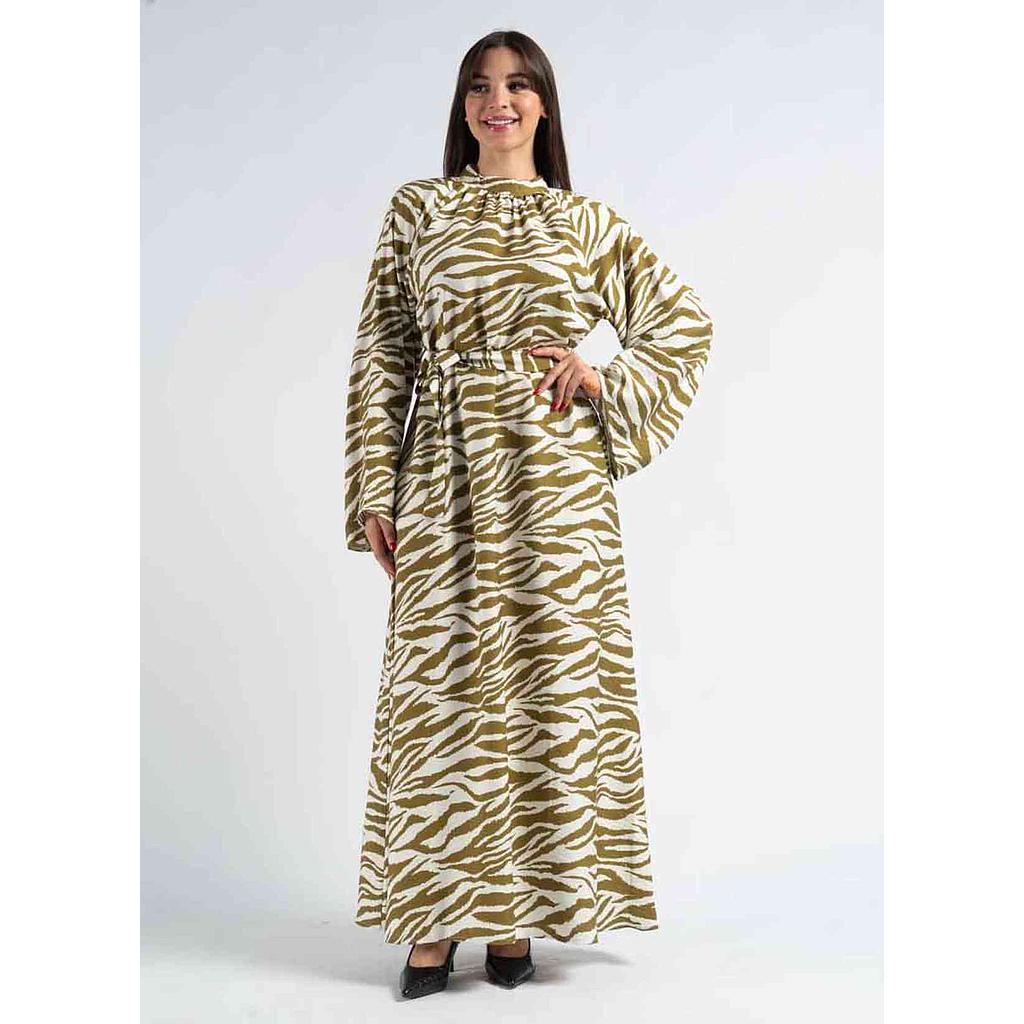 Robe en Crêpe Imprimé Zèbre