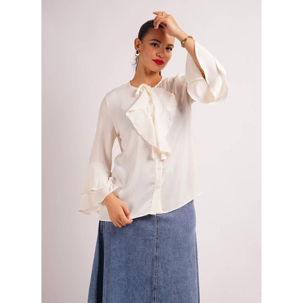 Blouse à lavallière volantée